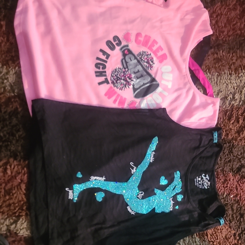Justice Pink and Black Short Sleeve Tees